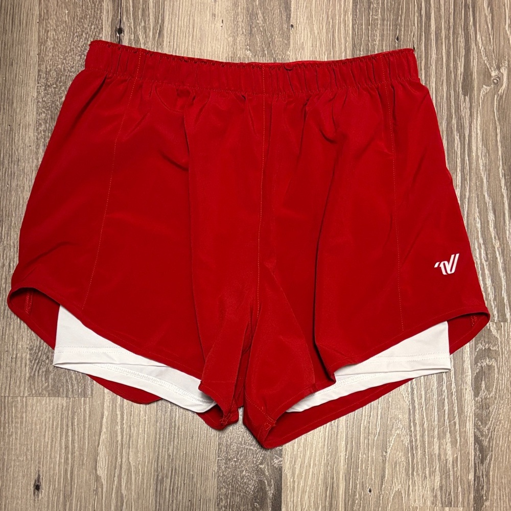 Red Women's Varsity Shorts with Inner Liner